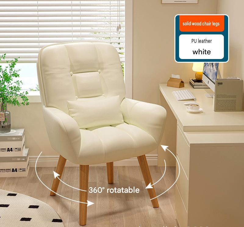 White-microfiber PU leather [solid wood rotating]-send pillow