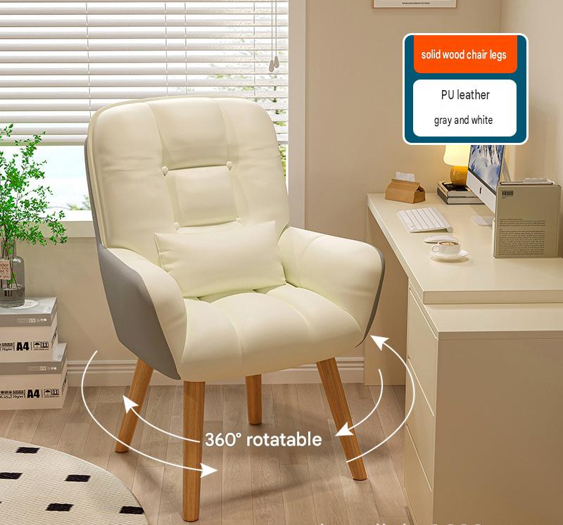 Grey white-microfiber PU leather [solid wood rotating]-send pillow