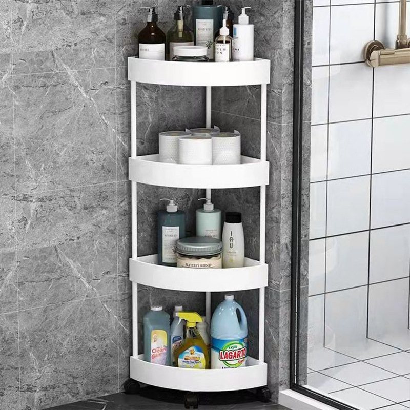 Four-layer bathroom tripod white (with wheels)