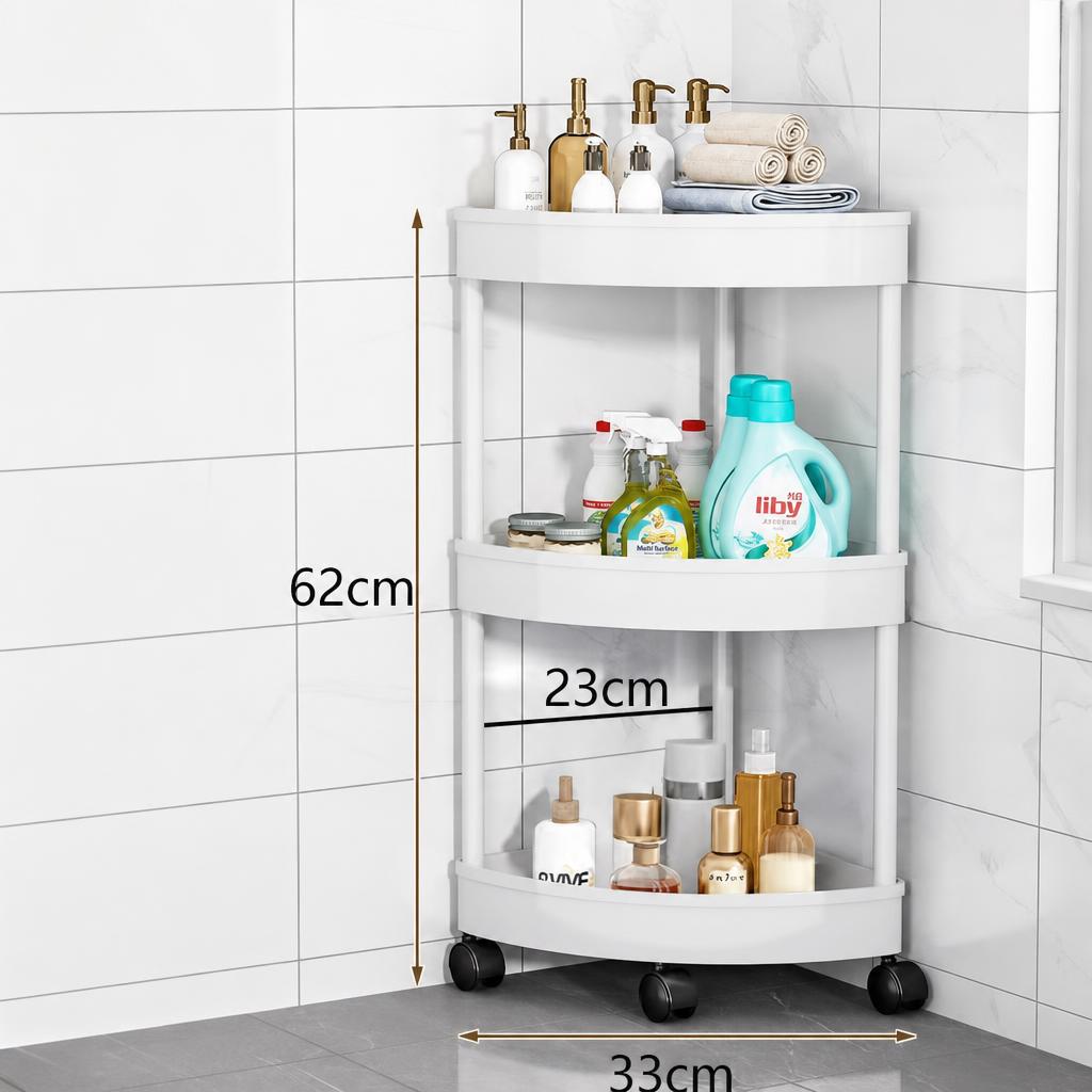 Three-layer bathroom tripod white (with wheels)