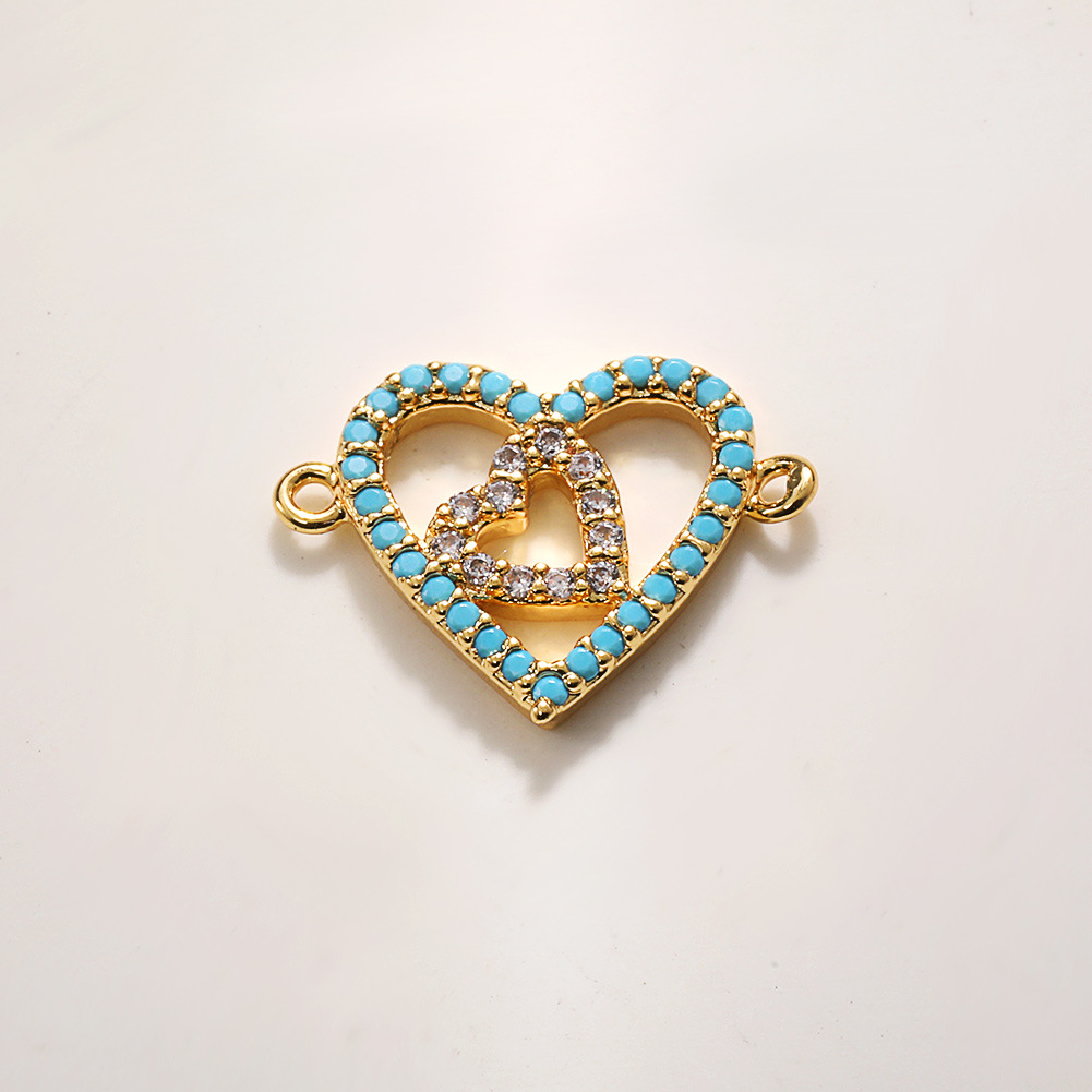 A984 golden blue and white zircon double hanging h