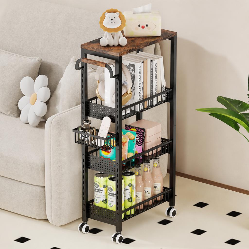 Four layers of black - wire version [with - up and down adjustable small basket]