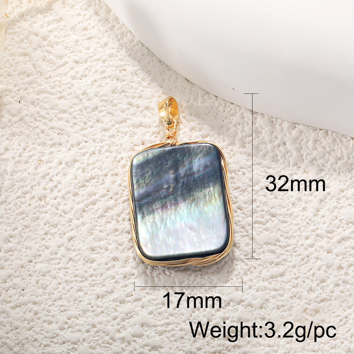 12:A0360 wire-wound rectangular abalone shell