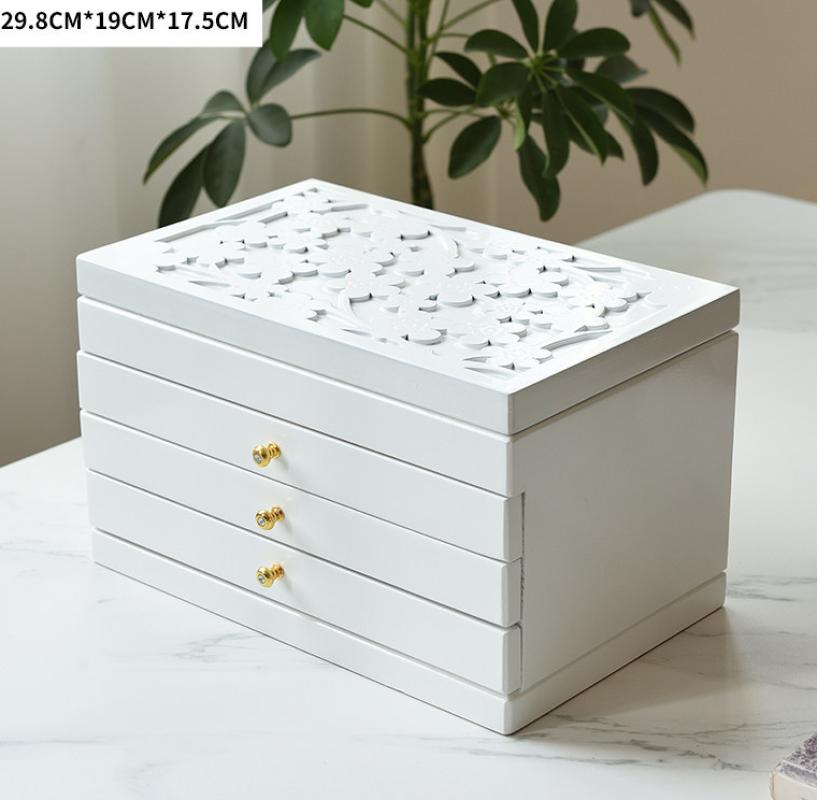 Three-drawer, four-tier, carved design [with mirror] - pure white