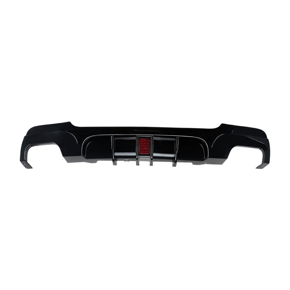 Dual exhaust, piano black finish, with lights