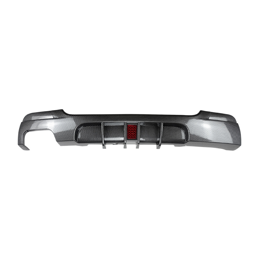 Single-sided, dual-outlet, carbon fiber pattern, with light