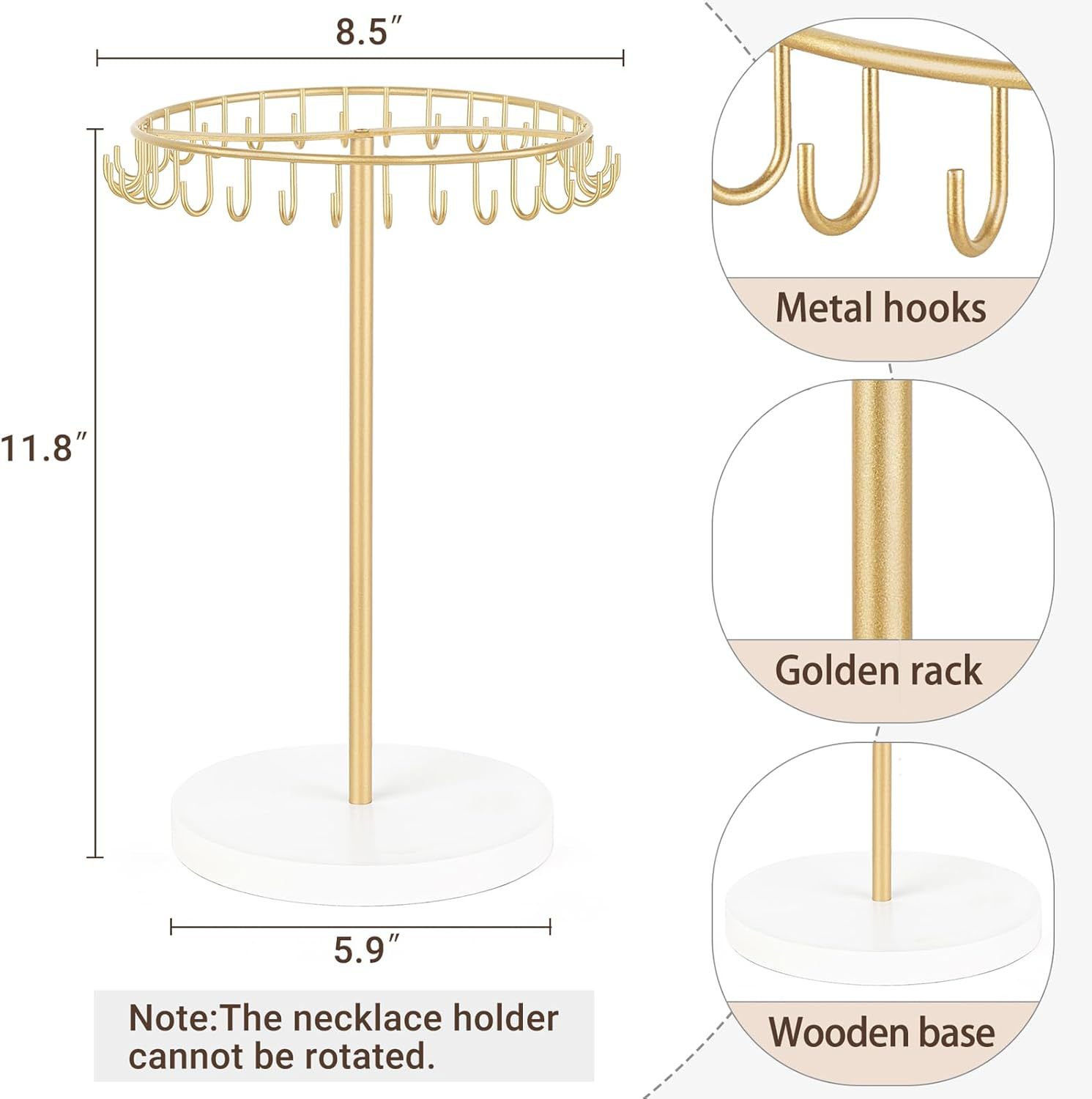 30 hook round necklace stand