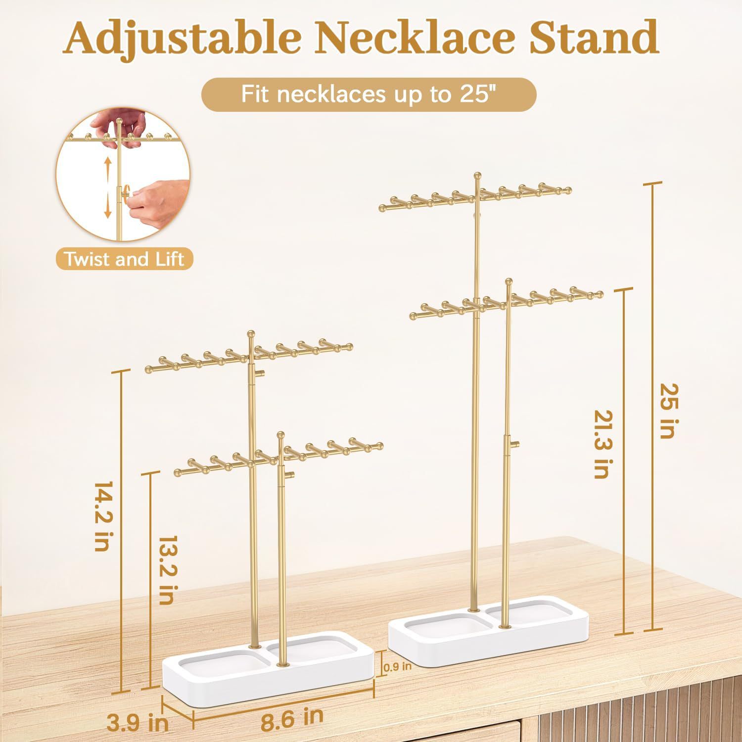 2:Telescopic double t jewelry stand gold