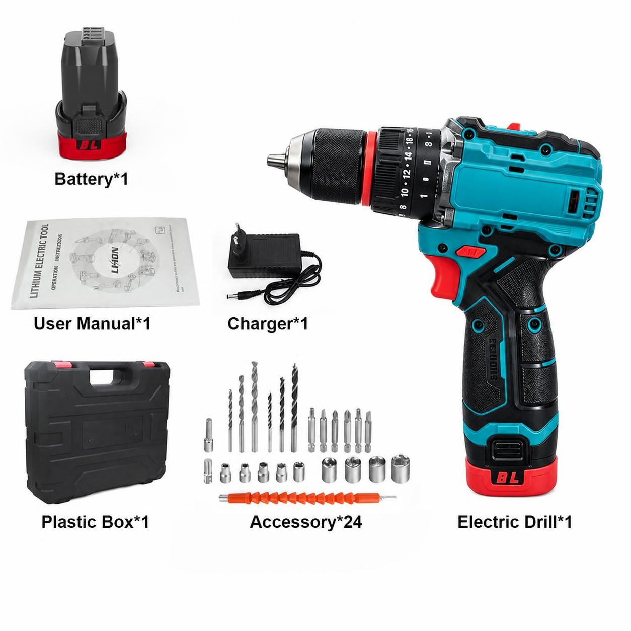 Impact Drill with 1 battery and 1 charger