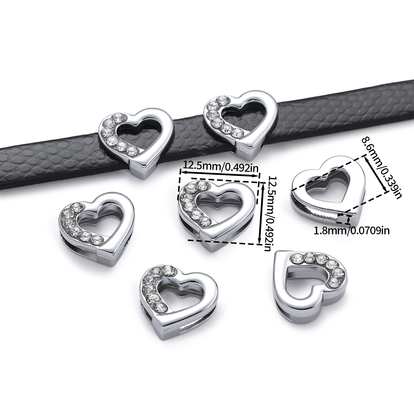 Half diamond heart 1 piece