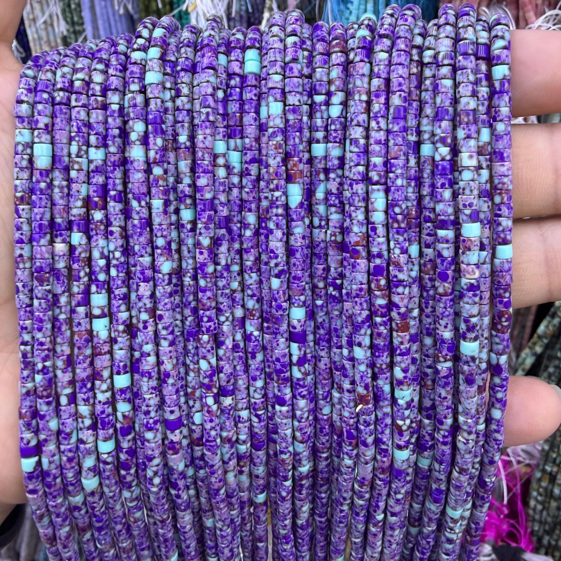 Purple and white emperor stone 2x3mm