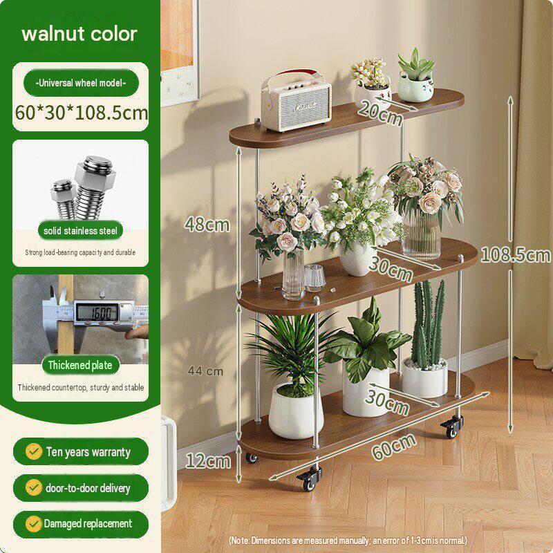 Walnut color wheeled three-layer 60*30*100