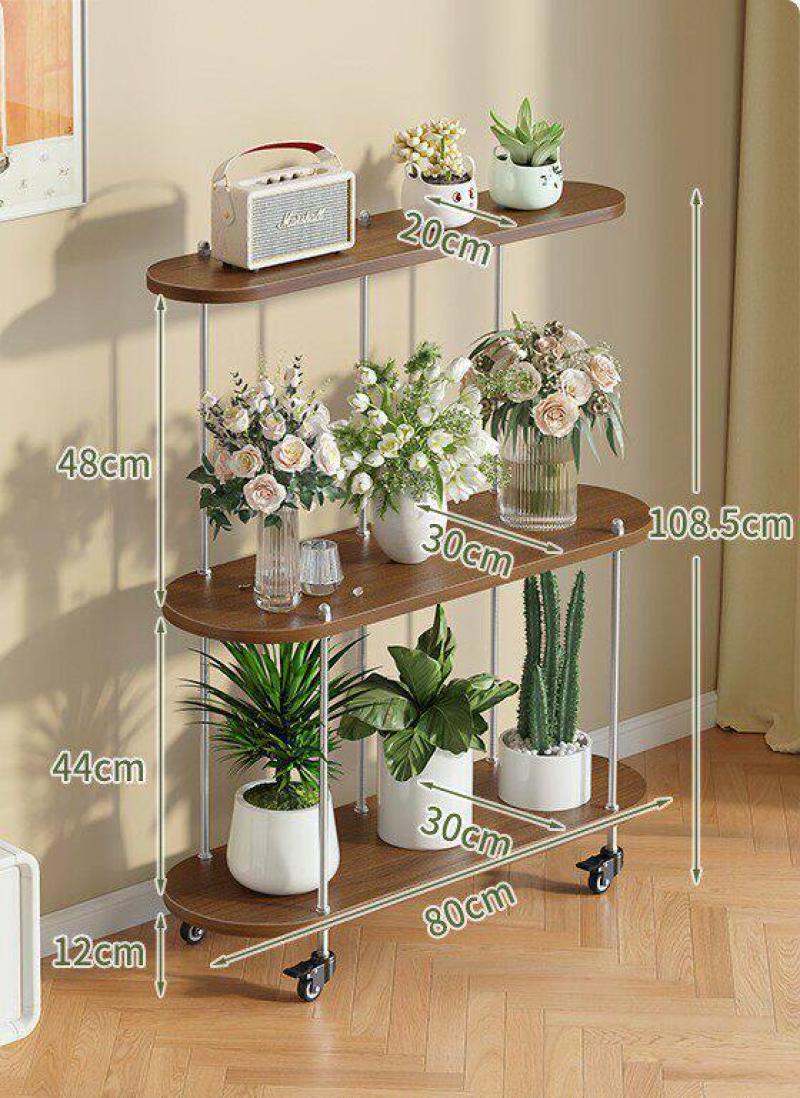 Walnut color wheeled three-layer 80*30*100