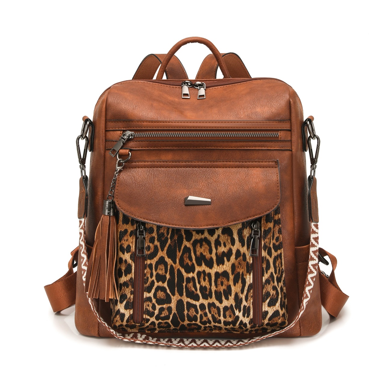 0377#double brown with leopard print