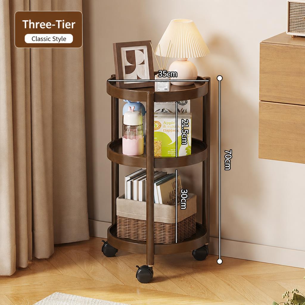Three-layer disc side table without handle - removable [walnut color]