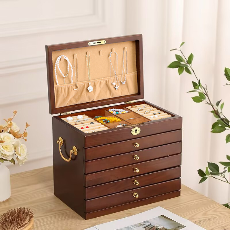 X786-6 walnut color rice velvet with lock and handle (30*20*25cm)