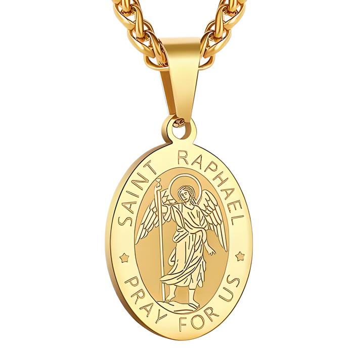 Saint raphael gold necklace