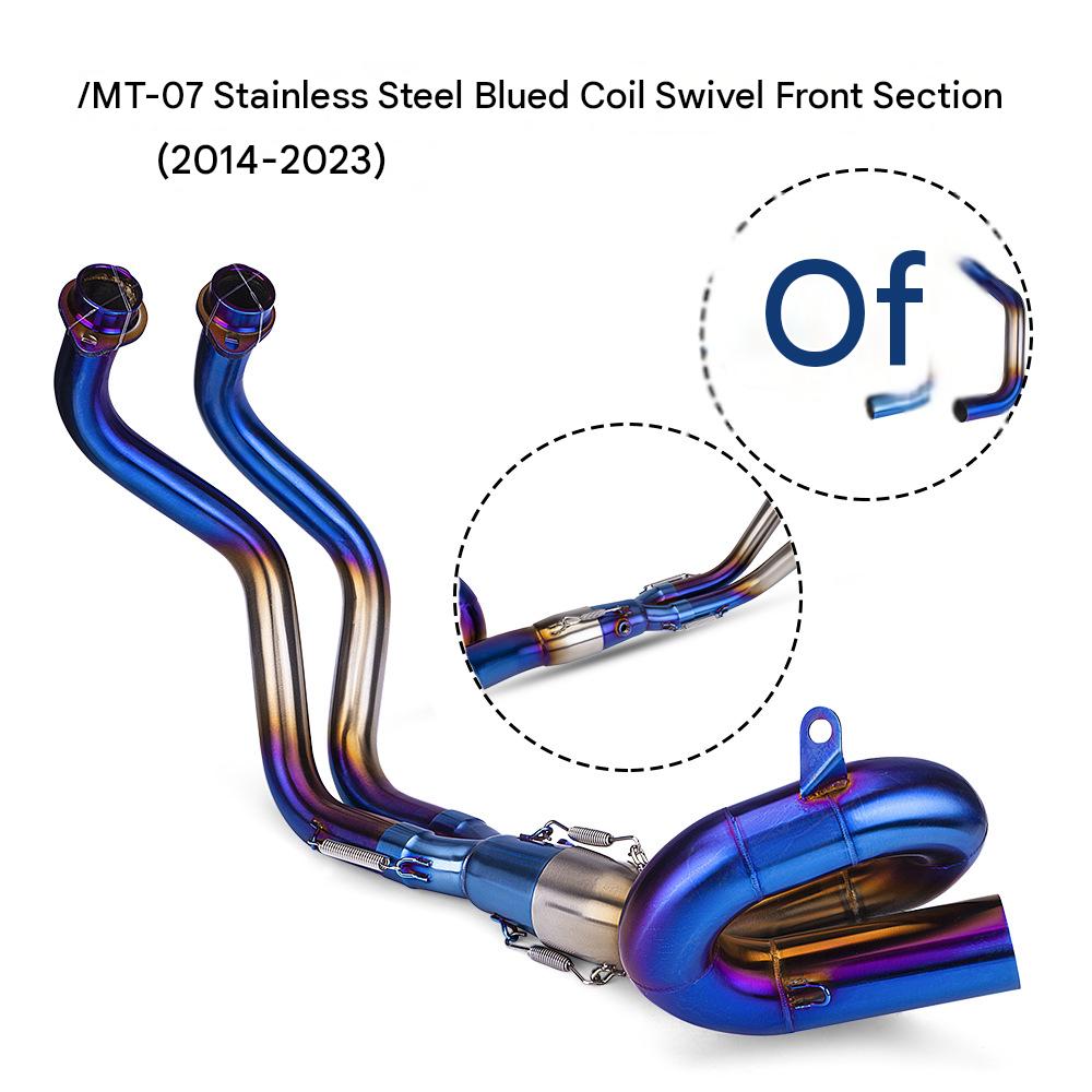MT07 stainless steel burning blue whirl front section