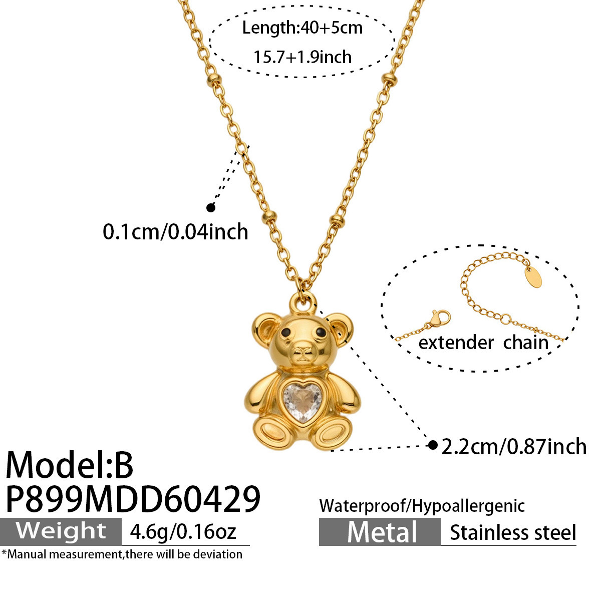 2:P899-b gold necklace 40+5cm