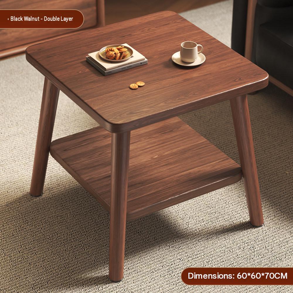 [two-layer square table with legs] black walnut 60*60*70
