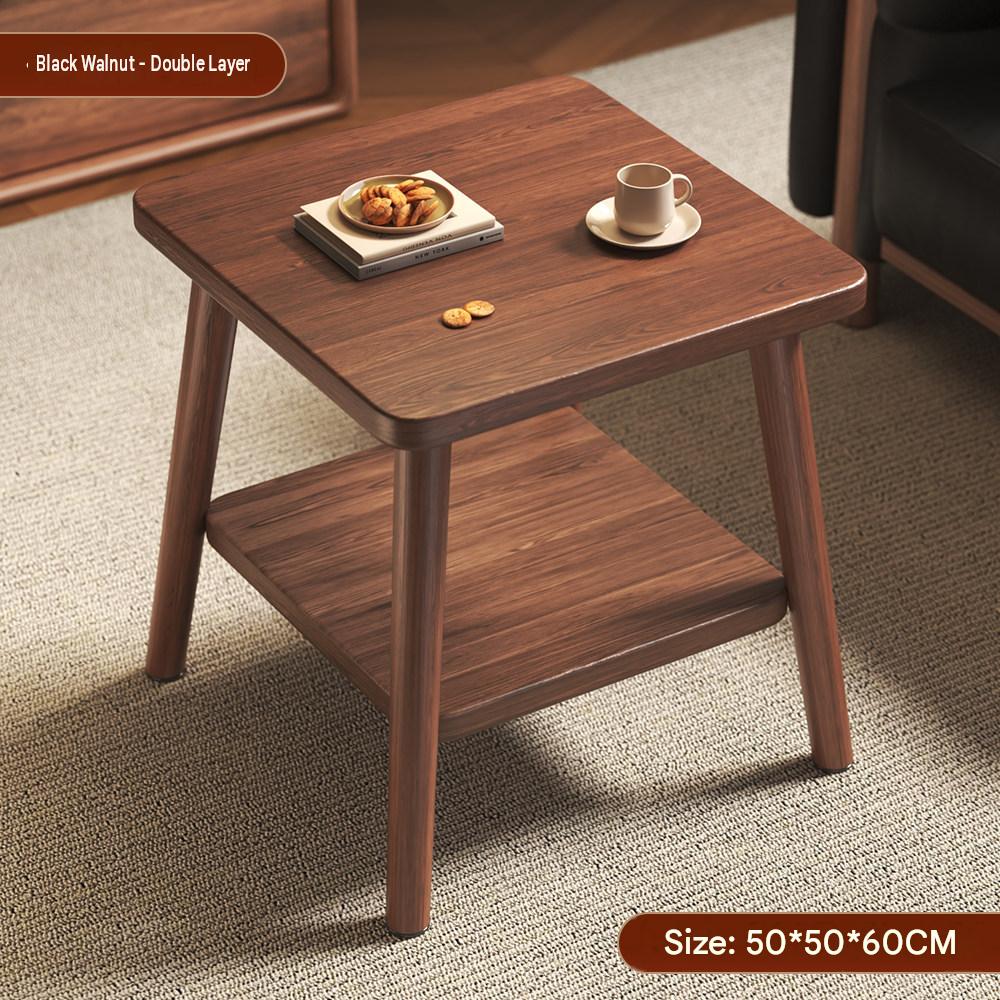[two-layer square table with legs] black walnut 50*50*60