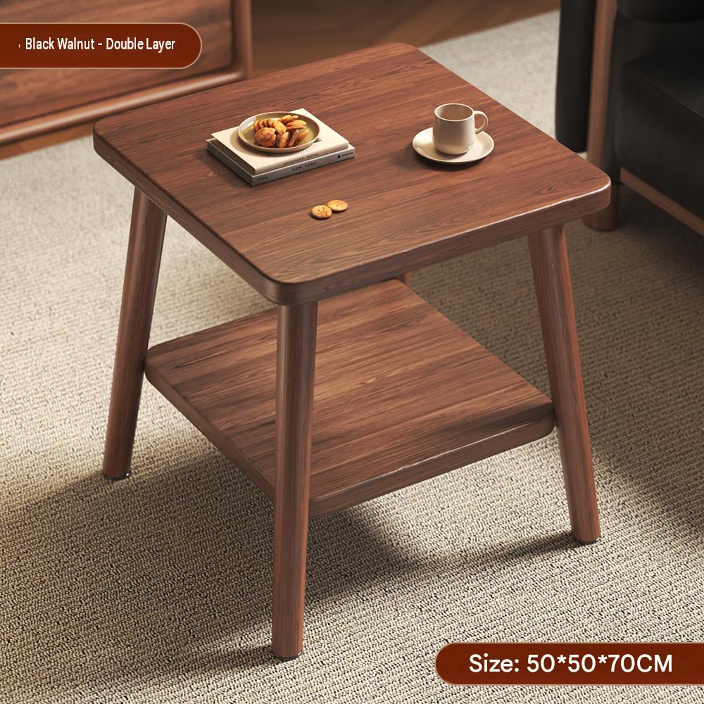 [two-layer square table with legs] black walnut 50*50*70
