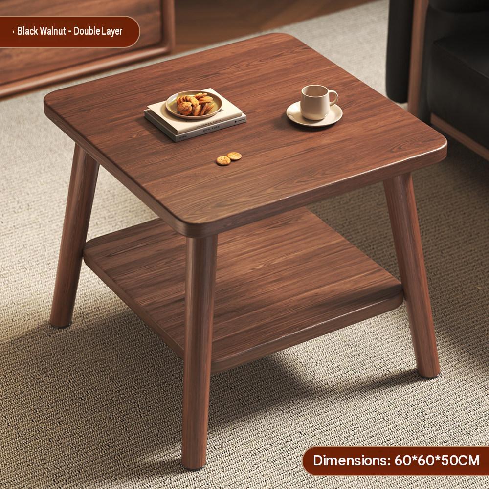 [two-layer square table with legs] black walnut 60*60*50