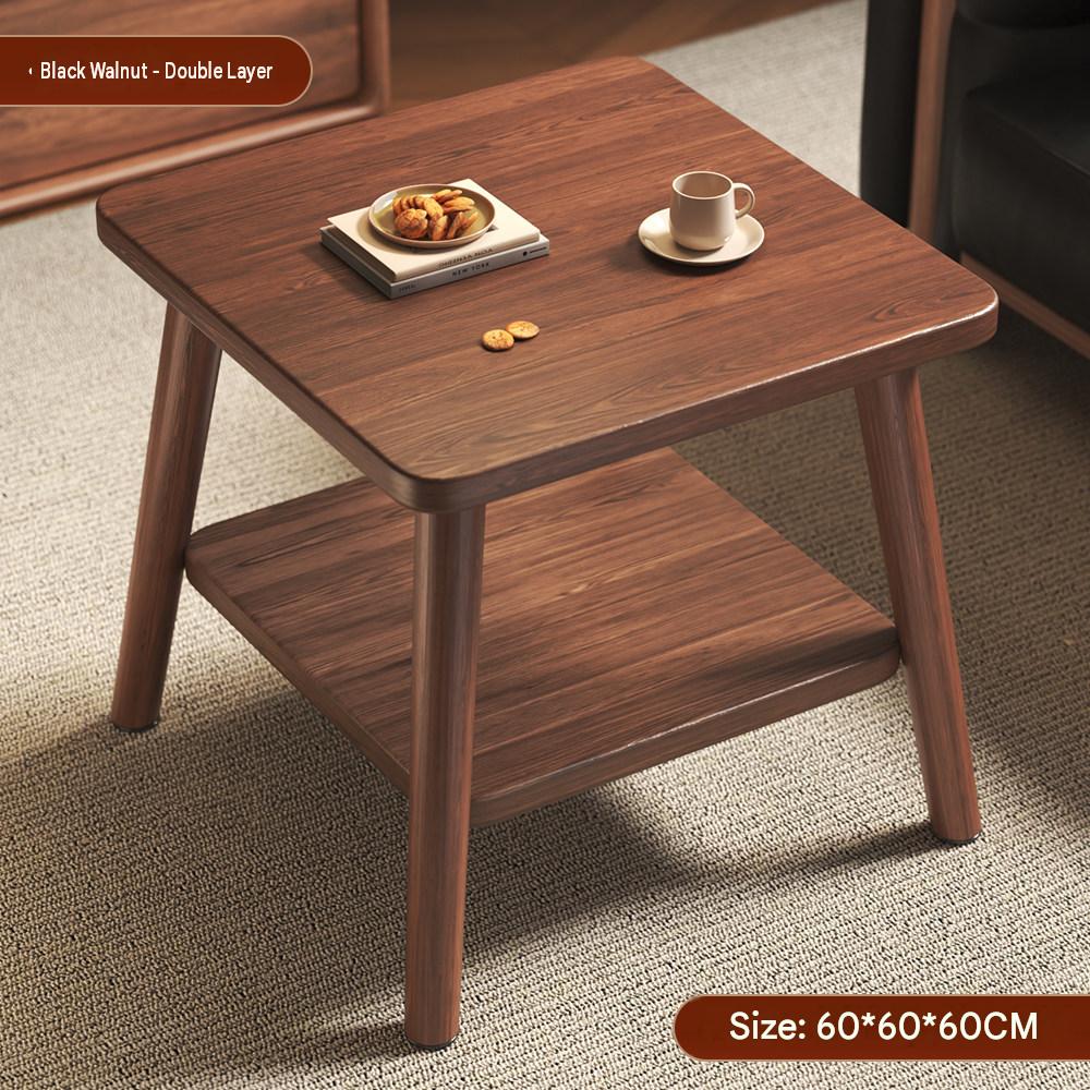 [double-layer square table with table legs] black walnut 60*60*60