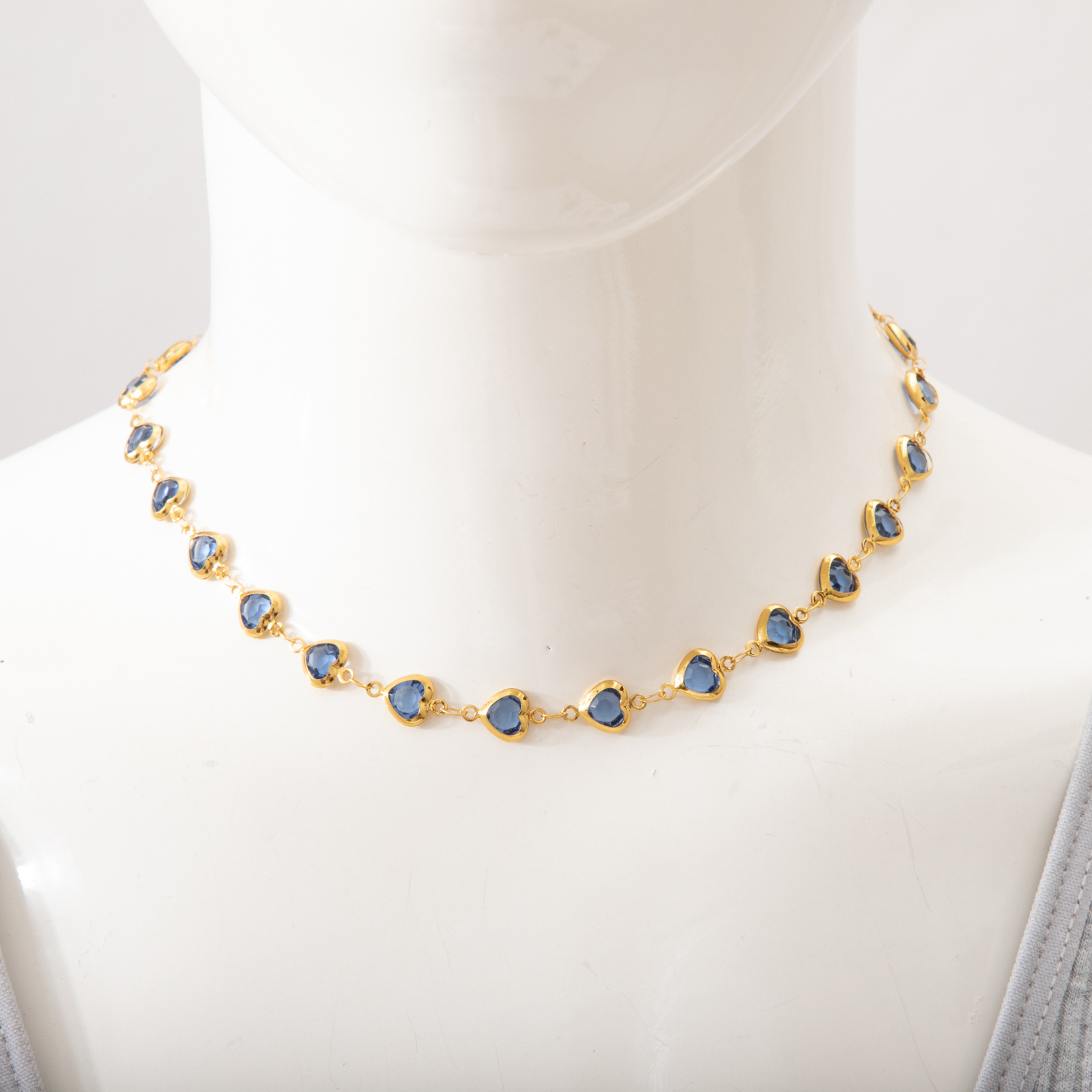 Gold blue Necklace 40+5cm