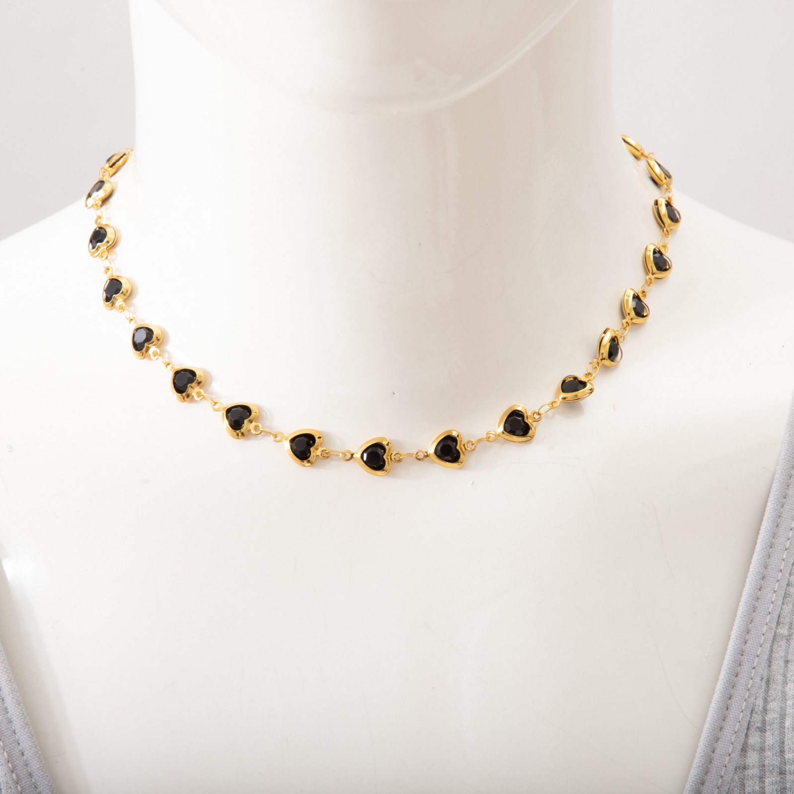 Gold black Necklace 40+5cm