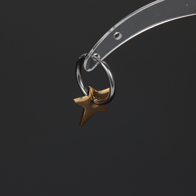 1:E001 steel earrings Golden five stars, 1