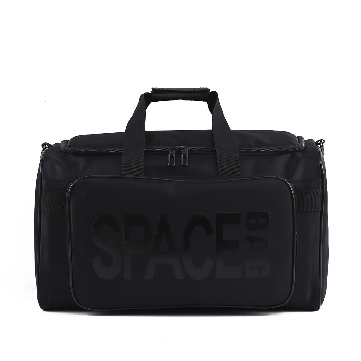 Space black lettering green lining