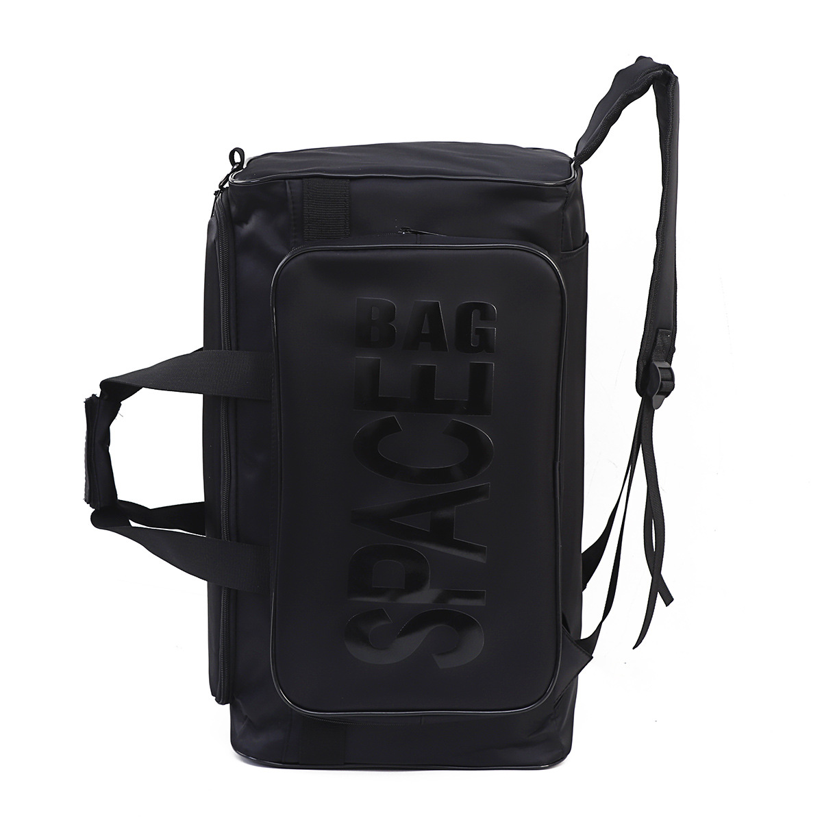 Space black lettering green lining + can be carried on both shoulders