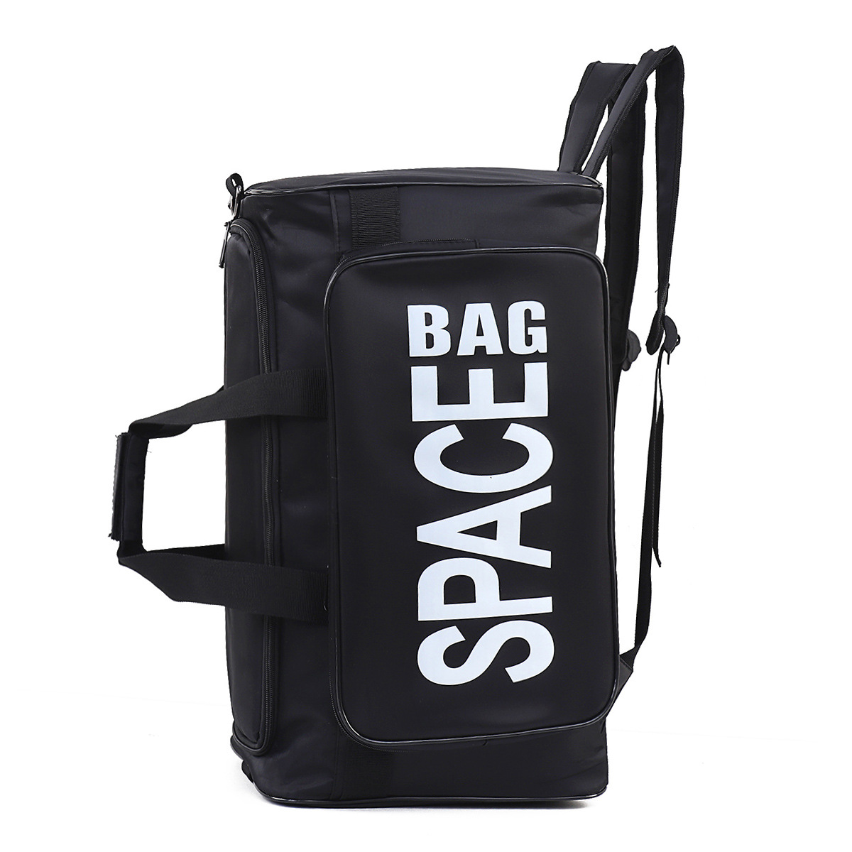 Space white lettering green lining + can be carried on both shoulders