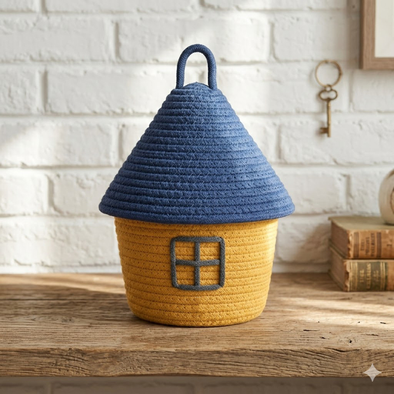 Yellow and blue little house