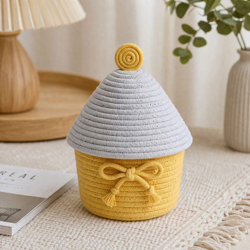 Yellow and gray bow small house