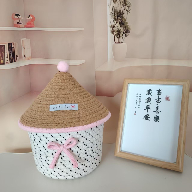 Pink and white small hat