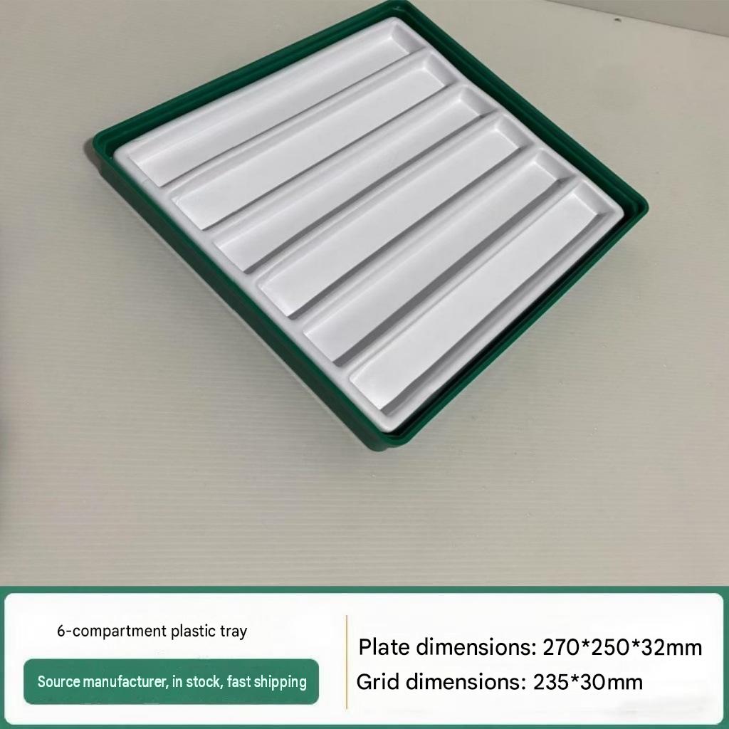 13:6-compartment plastic tray