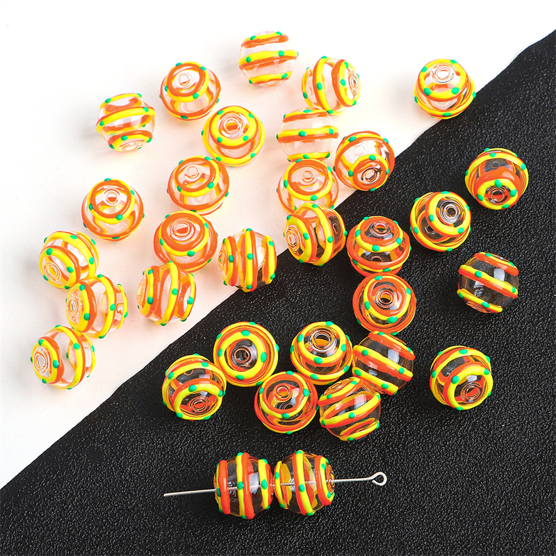 13:14mm water wave style orange circle 1 piece