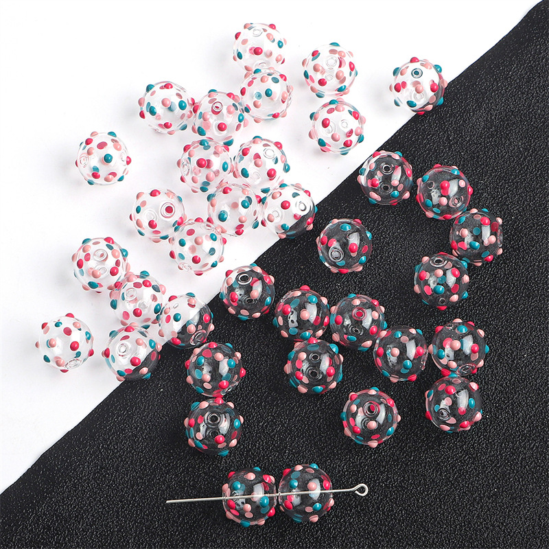 22:14mm dot style rose pink blue dot 1 piece