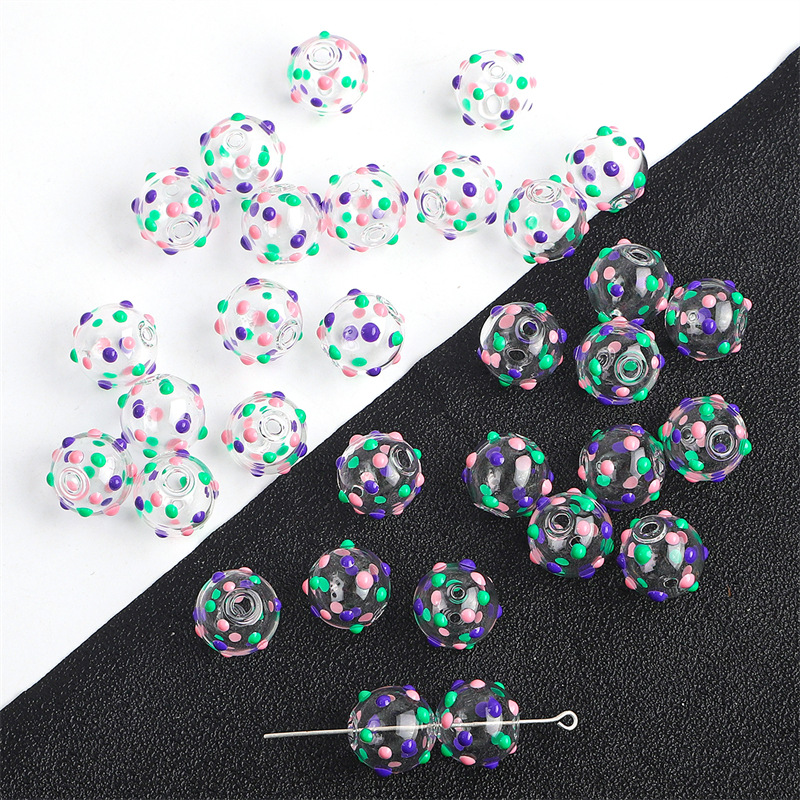 23:14mm dot style purple pink green dot 1 piece