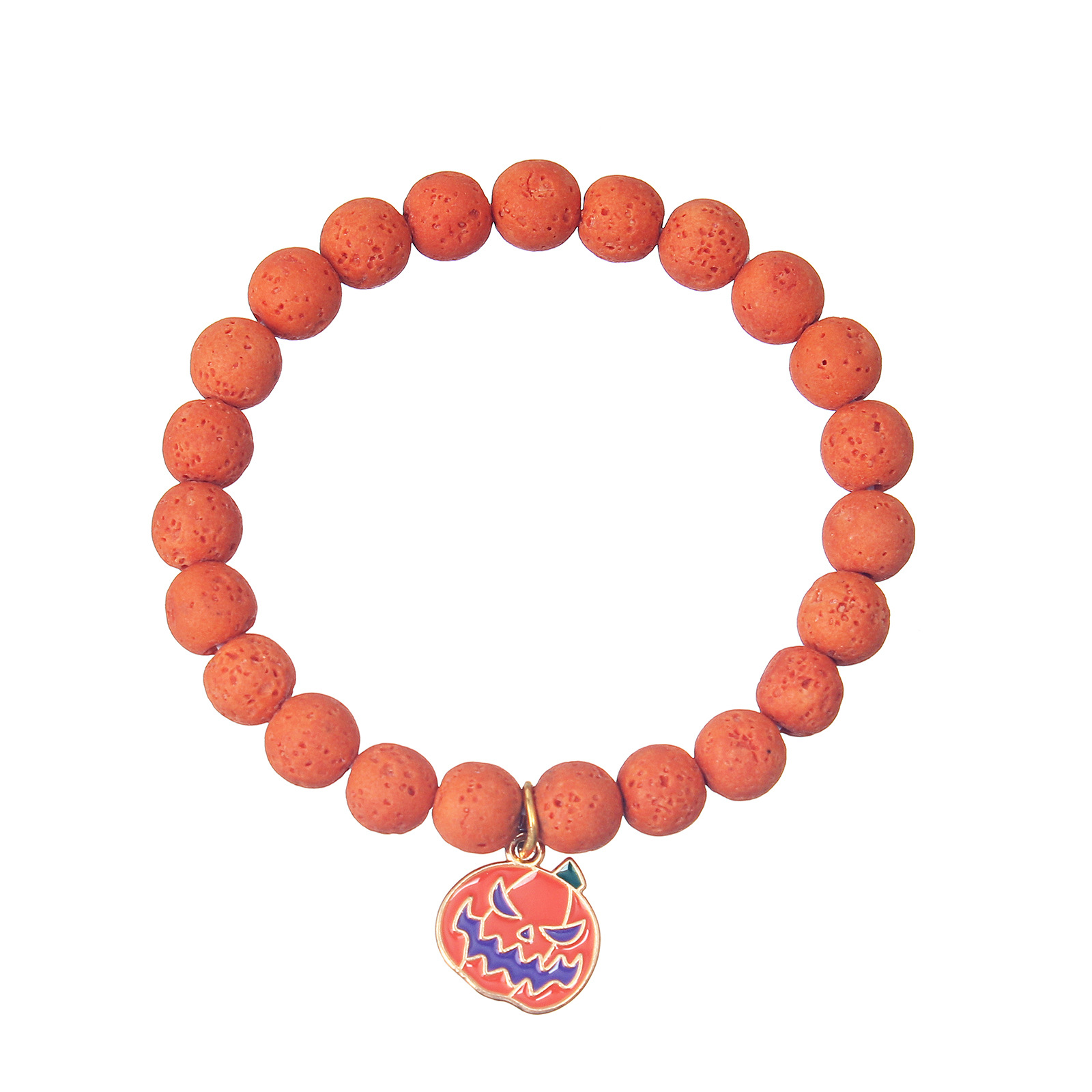 Big Pumpkin pendant orange volcanic stone beaded b