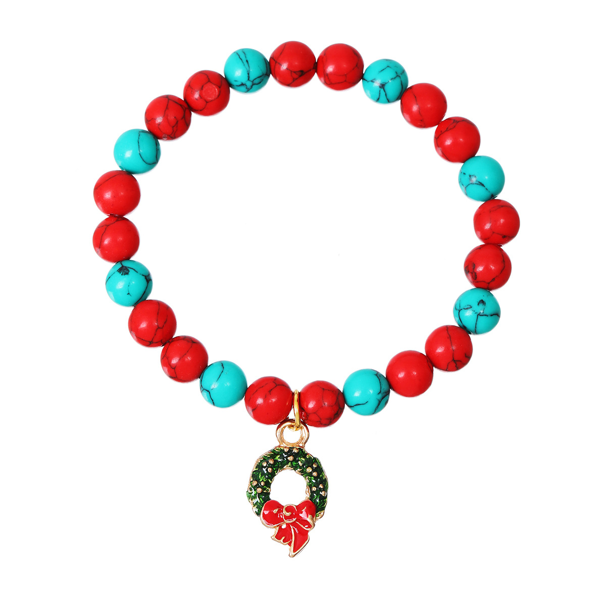 Christmas garland A pendant Red Green Pine beaded