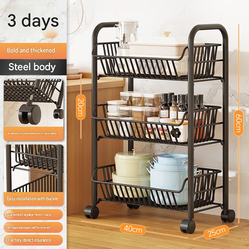 Three-layer black round tube fruit basket