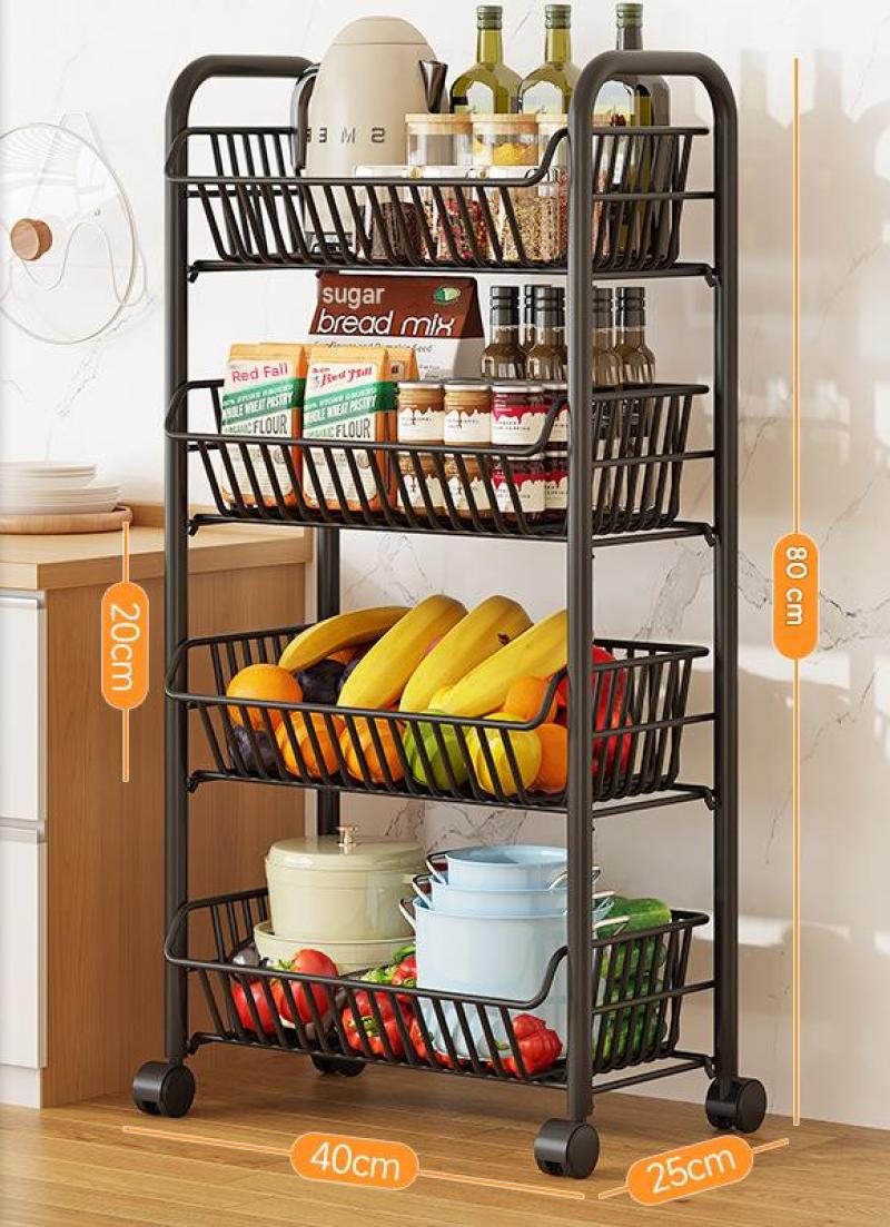 Four-layer black round tube fruit basket