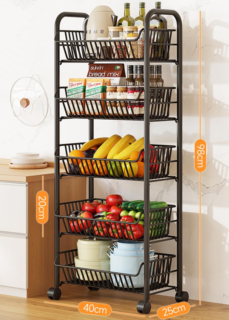 Five-layer black round tube fruit basket