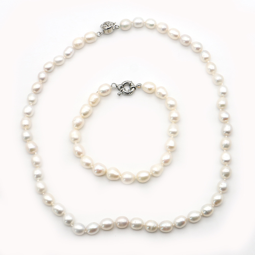 4:040m beads 8-9mm necklace 41cm (flower-shaped buckle) bracelet 18cm (steering wheel buckle)