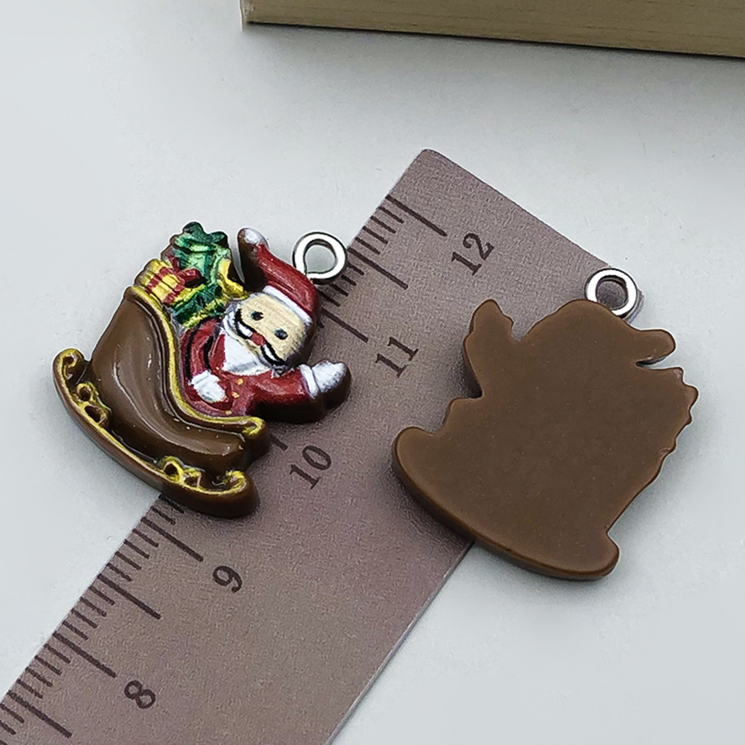 1 coffee brown resin christmas sleigh santa claus