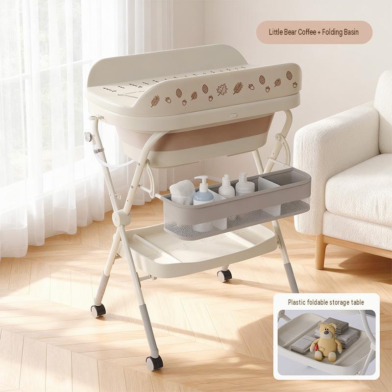 Coffee brown 3-in-1 changing table with bear design   thermometer