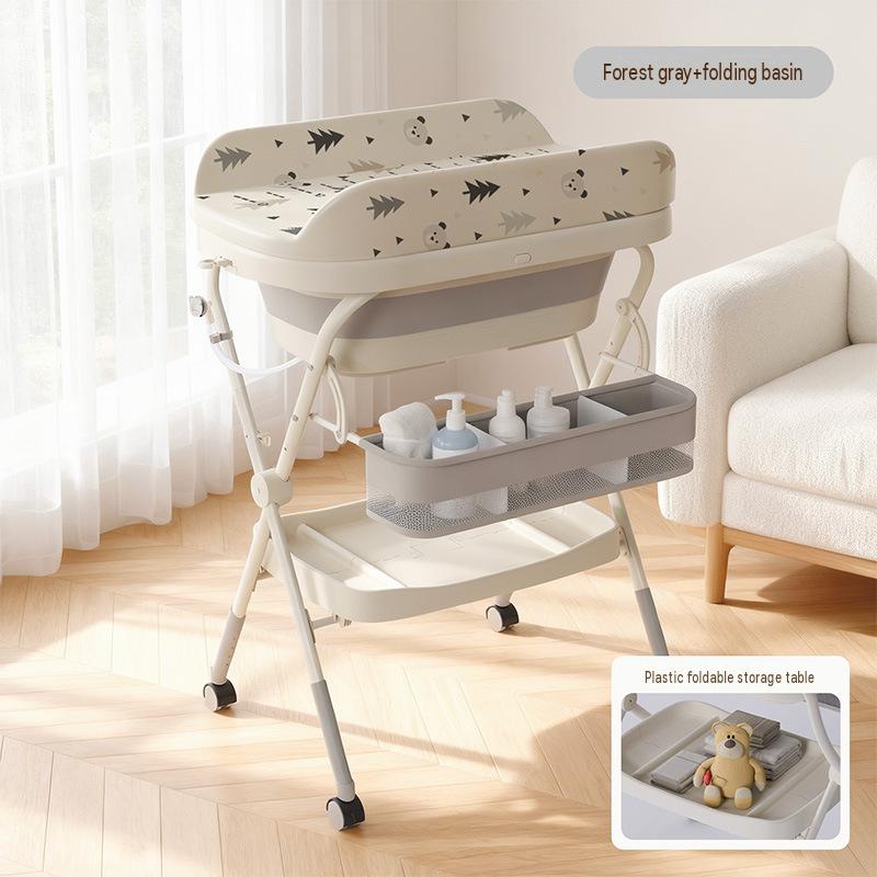 Gray 3-in-1 changing table - forest bear design   thermometer